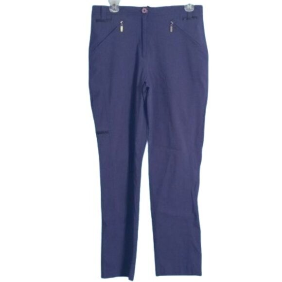 Jamie Sadock Size 10 Pants Womens Purple Button Closure High Waisted Zip Pockets - Picture 1 of 14